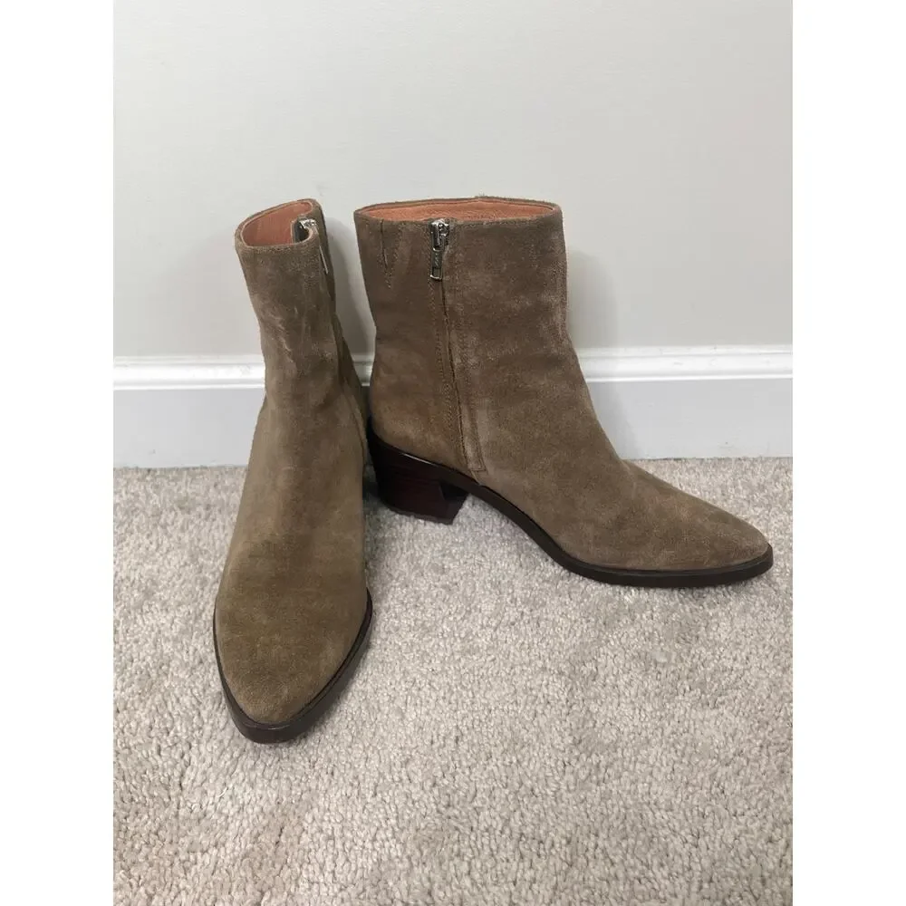 Madewell Olive Suede Ankle Boots